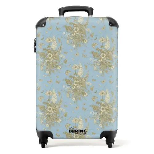 Klassiek boeket patroon blauw NBS - Handbagage koffer - Kinderen Unisex middel -productfoto_recht