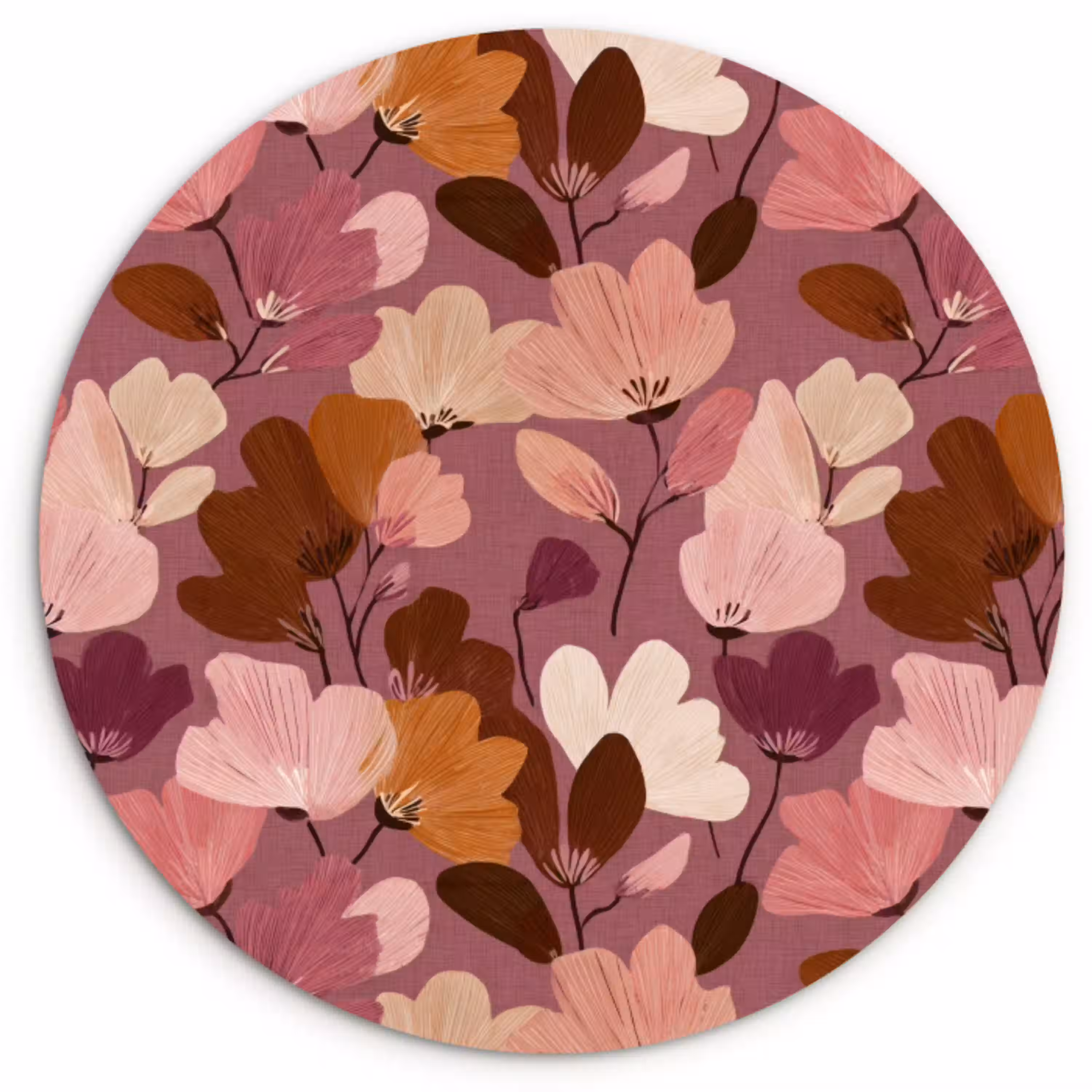 Bloem - Patroon - Roze Wandcirkel kunststof plaat 5mm dik klein 188 -3d