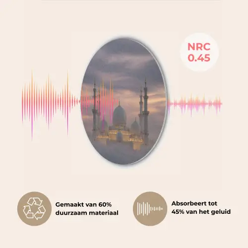 Zonsondergang - Moskee - Wolken - Islamitisch Akoestische PET Vilt - Rond klein -USP_NL