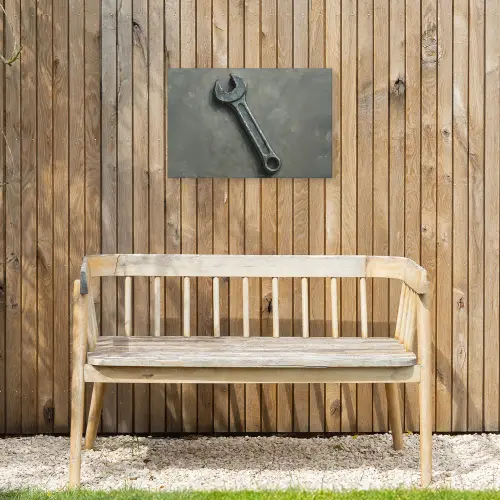 Steeksleutel - Schilderij - Gereedschap - Verf Tuinposter op houten frame 2 cm dik klein -sfeer4
