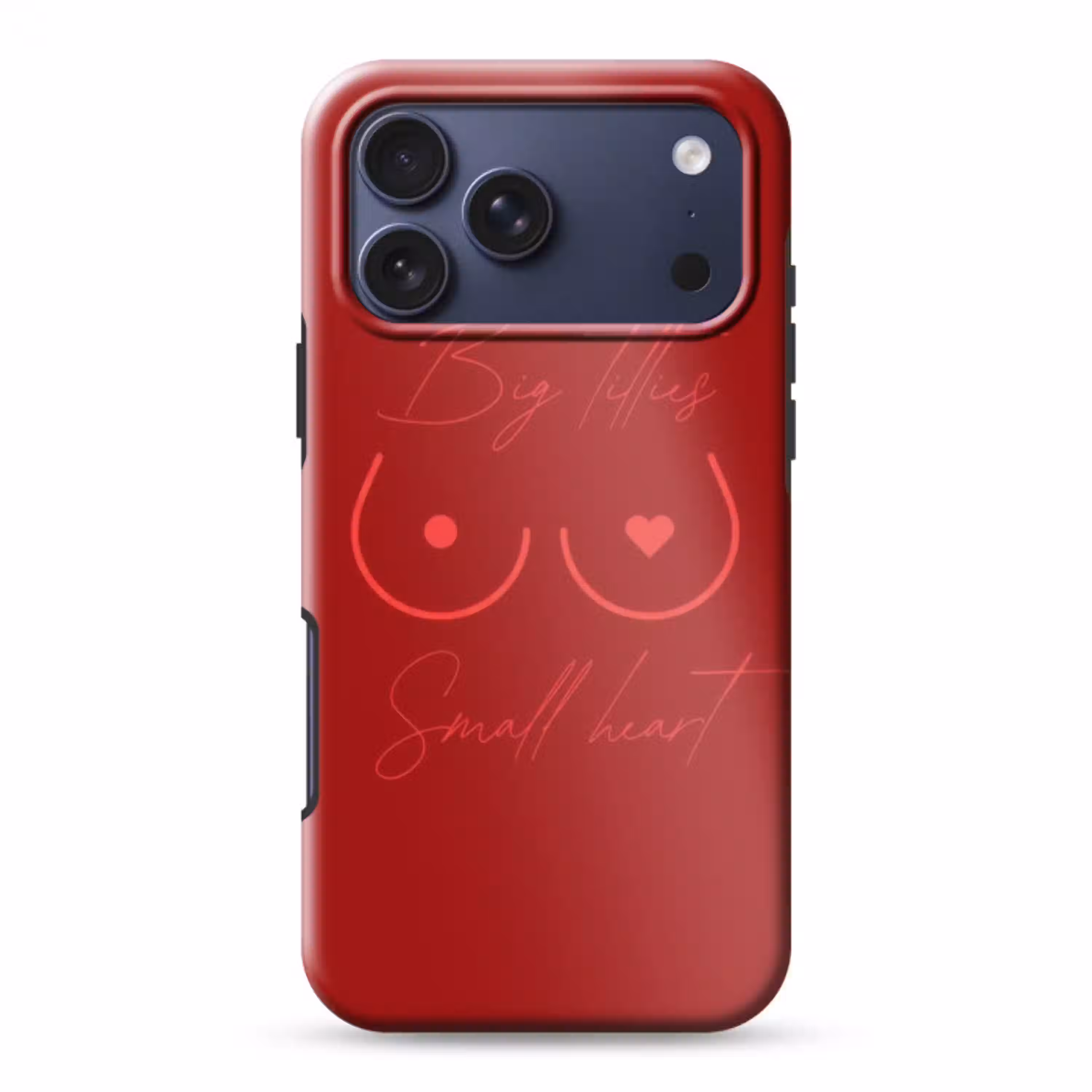 Big titties small heart - Rood - Hart Toughcase MagSafe Apple iPhone 17 Pro Max klein -3d
