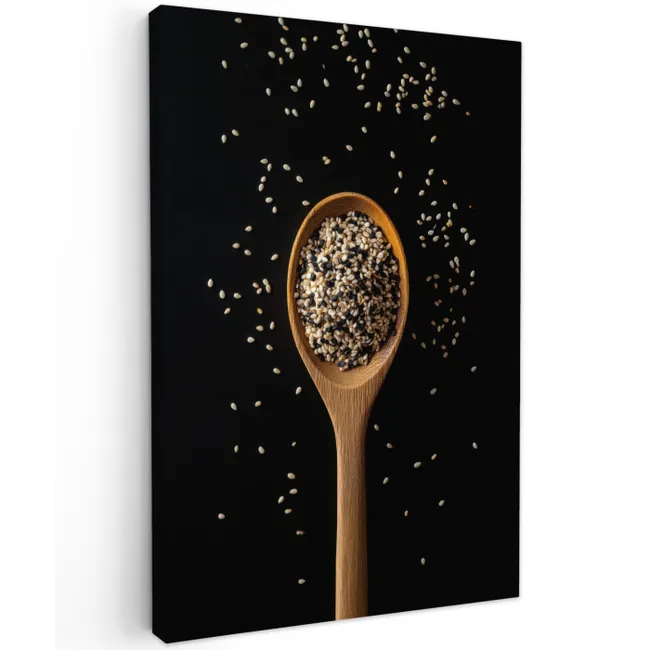 Sesam - Lepel - Zwart Tuinposter op houten frame 2 cm dik middel -3d