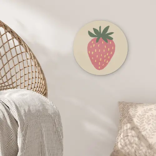 Aardbei - Minimalistisch - Rood - Fruit Akoestische PET Vilt - Rond klein -sfeer4