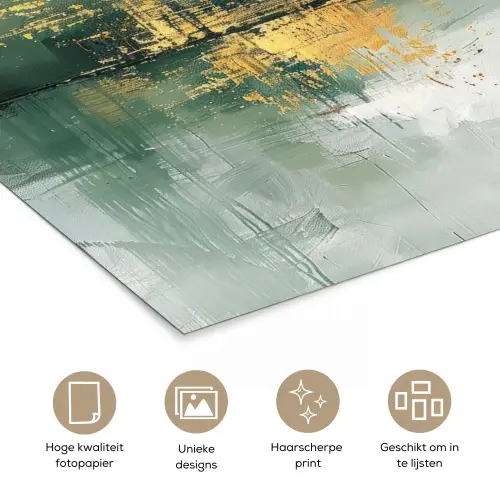 Groen - Modern - Abstract - Goud poster papier klein -closeup_NL