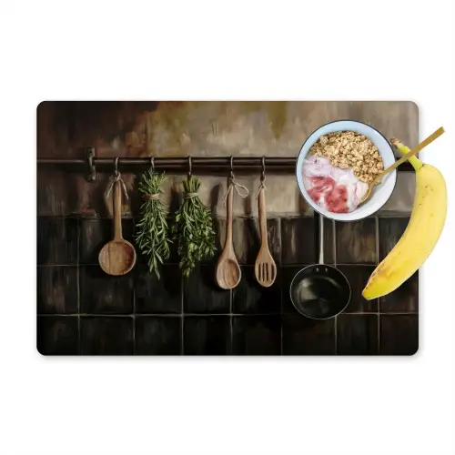 Keukengerei - Rustiek - Tegels - Kruiden Placemat vinyl groot -zzzproduct_Kitchenyeah-website