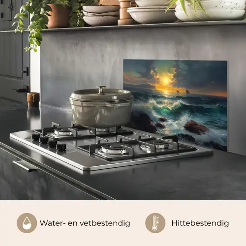 Zee - Zon - Golven - Rotsen keuken achterwand spatscherm klein -usp_NL