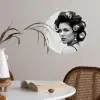 Edgy - Vrouw - Zwart - Wit Wandcirkel behangsticker klein -sfeer3