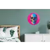 Neon - Blauw - Pop-art - Schedel Wandcirkel aluminium klein -slaapkamer