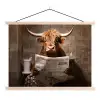 Schotse hooglander - Krant - Toilet textielposter latten blank klein -3d