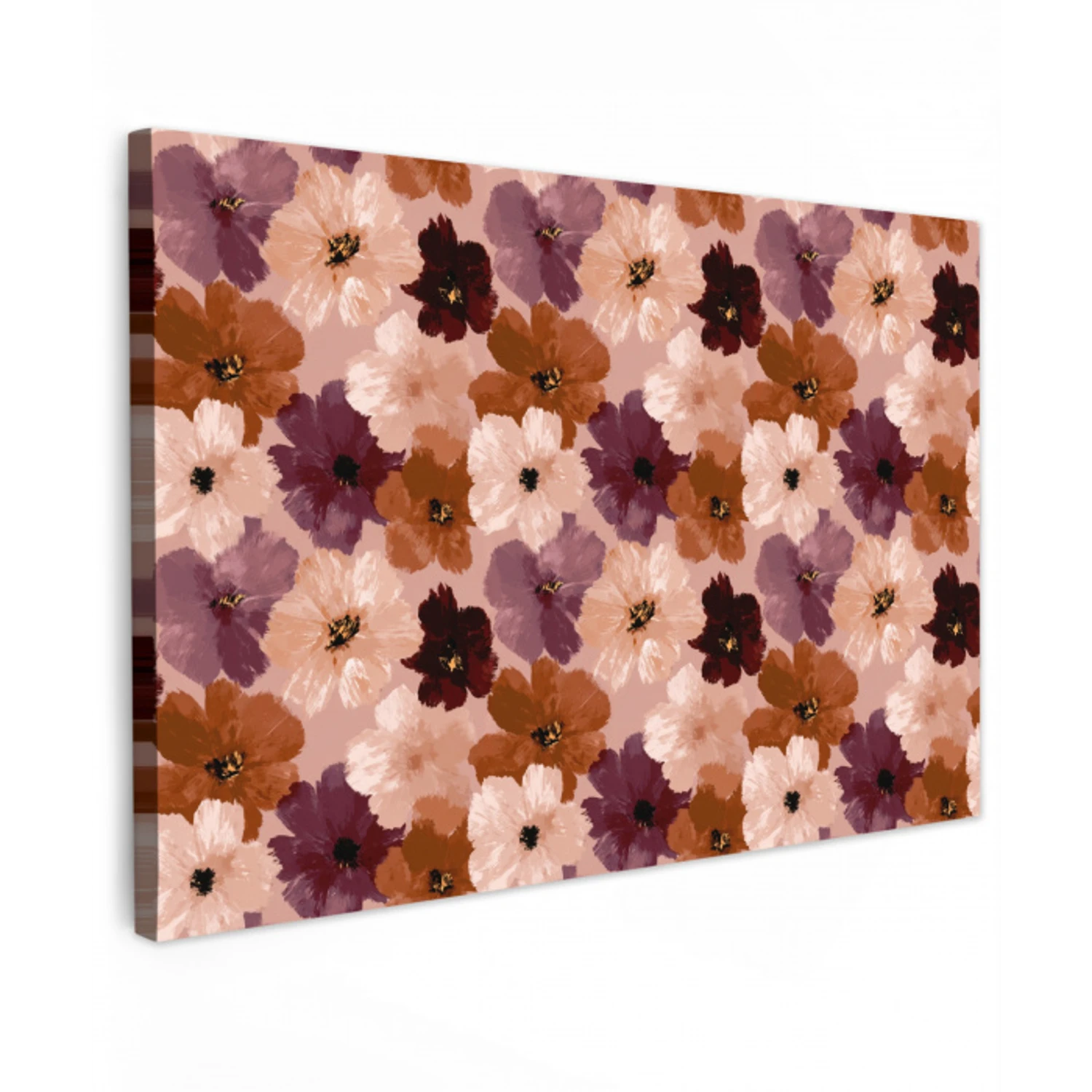 Bloemen - Abstract - Aardetinten canvas 2cm klein 34 -z3d