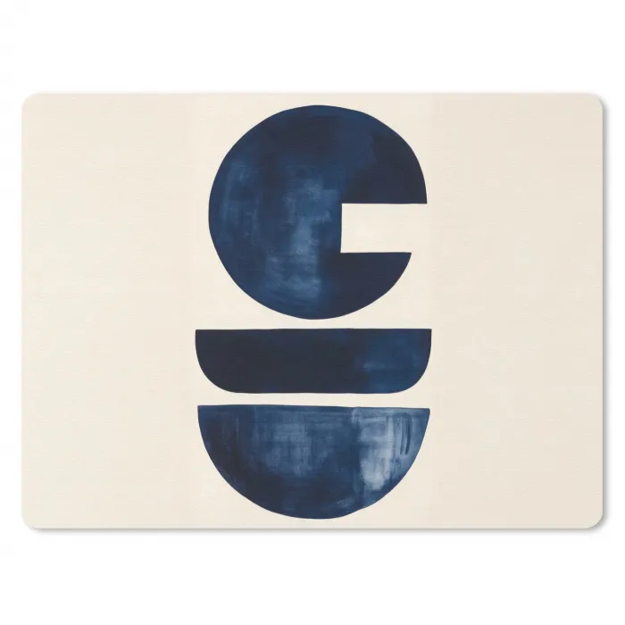 Vormen - Blauw - Abstract muismat rubber klein -3d