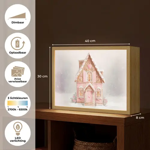 Huisje - Suiker - Pastel Light Box met batterij (Wandlamp) middel -USP_websiteoverzichtNL