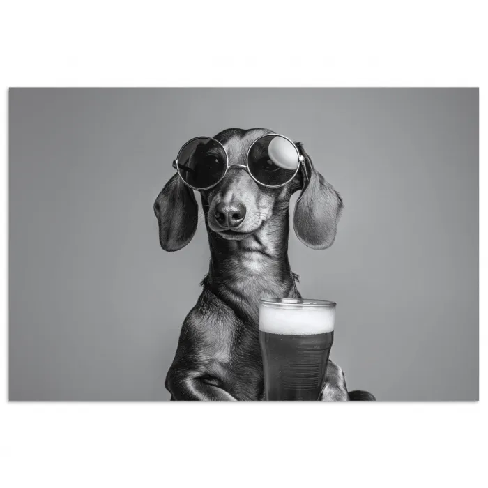 Teckel - Bier - Glas - Bril poster papier klein -3d