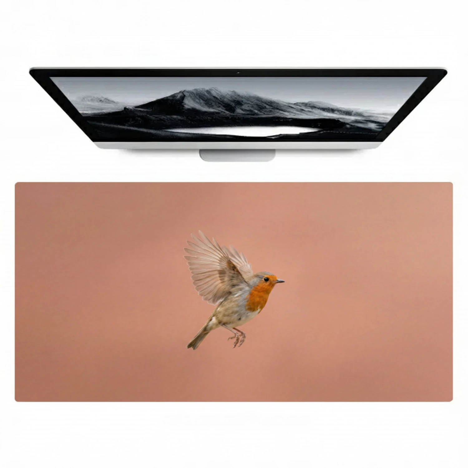 Roodborst - Natuur - Roze Muismat XXL klein -zzz3d