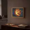 Mozaïek - Glas - Maan - Donkerblauw Light Box met batterij (Wandlamp) middel -sfeer1
