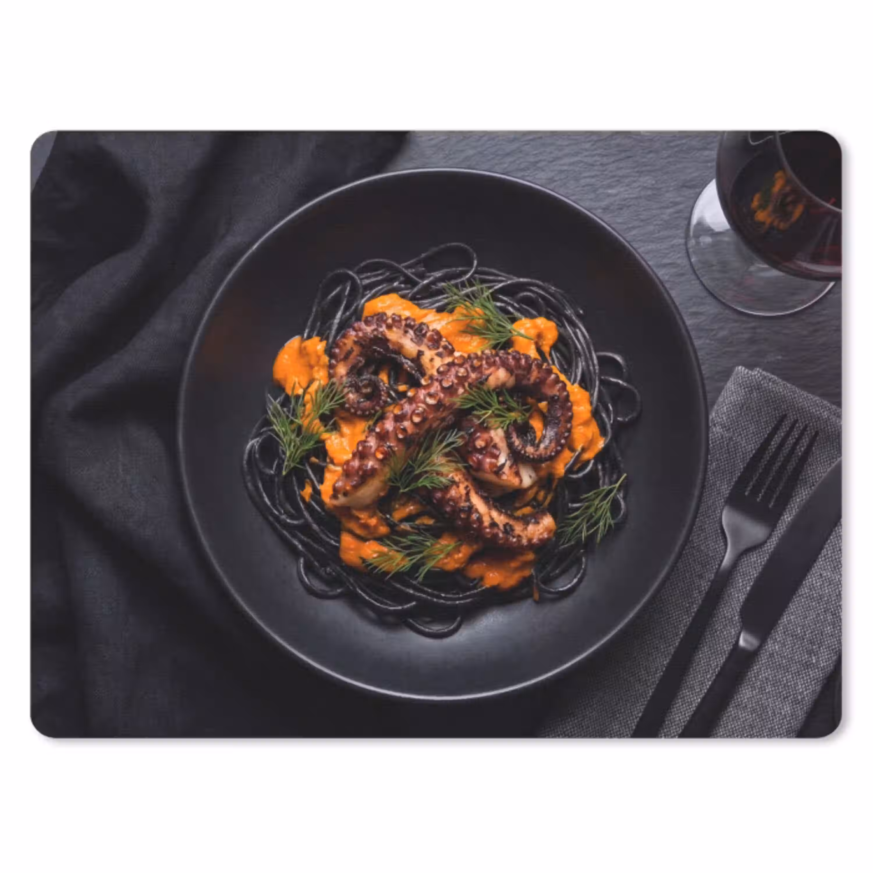 Eten - Octopus - Modern muismat rubber klein -3d