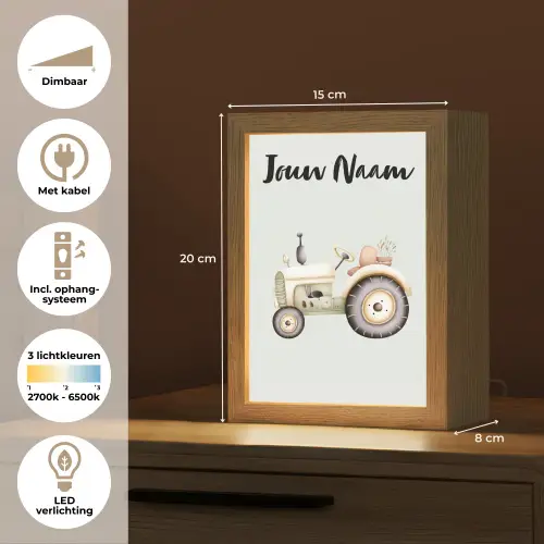 Vintage - Tractor - Pastel - Blauw Light Box met kabel (Kinderlampje) klein -USP_NL