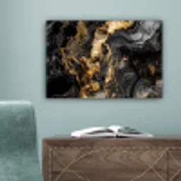 Marmer - Zwart - Goud - Abstract canvas 2cm klein -sfeer4