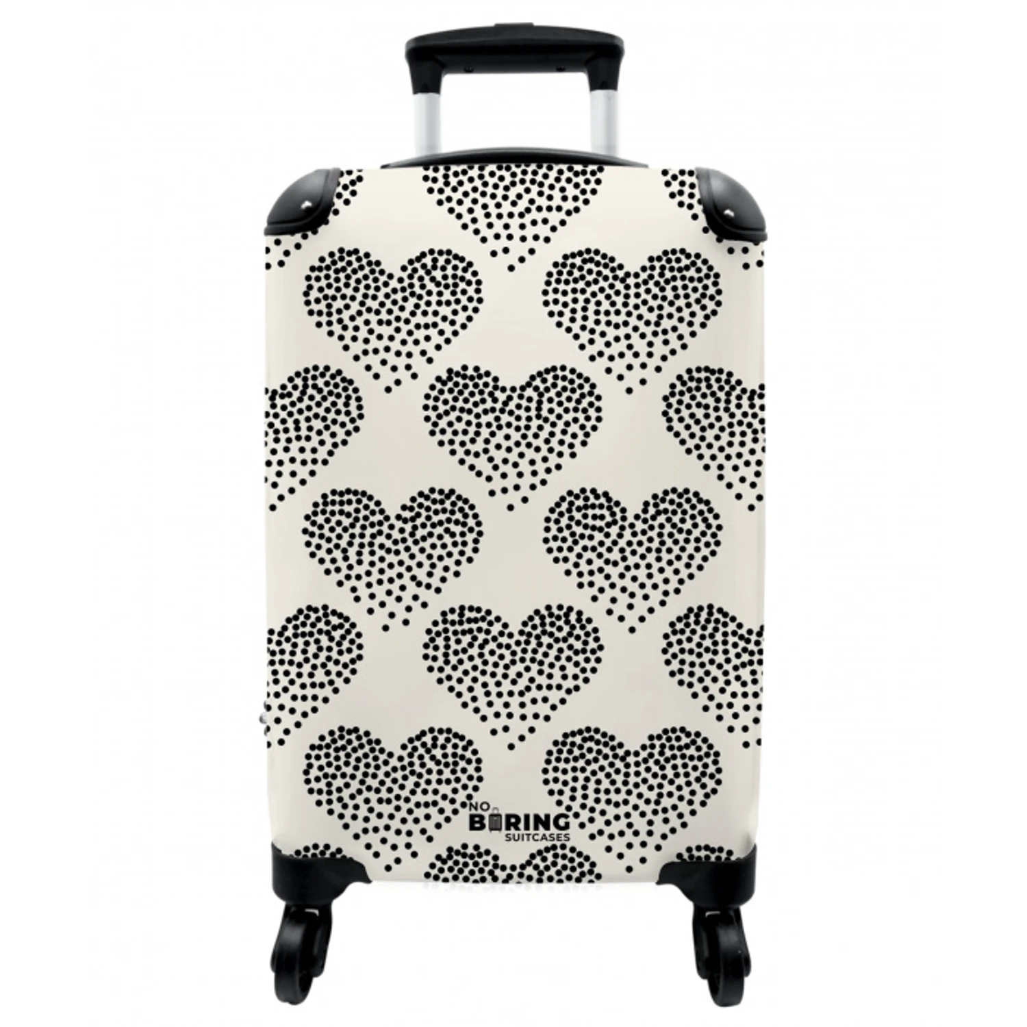 Valentijn stippen hart patroon zwart NBS - Handbagage koffer - Vrouwen middel -3d