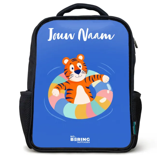 Rugzak kind met naam - Zwart - Tijger - Zwemband - Water