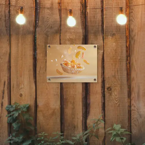 Peach - Eten - Taart - Oranje tuinposter los doek klein -sfeer1