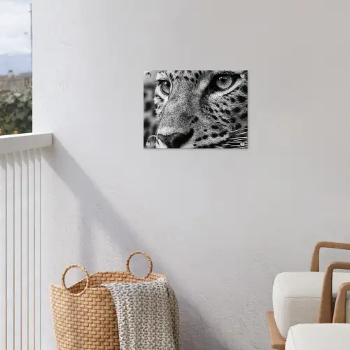 Luipaard - Zwart - Wit - Oog tuinposter los doek klein -sfeer8