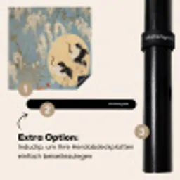 Kraanvogels - Maan - Bloemen - Blauw Inductie beschermer vinyl 3mm middel -zzzzzzz-induclip_DE
