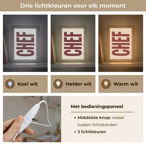 Chef - Rood - Japandi - Vintage Light Box met kabel (Wandlamp) klein -USP_lichtkleurNL