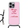 Moeder - Love - Tekst - Rood Hoesje iPhone 16 Pro Max met koord klein -3d