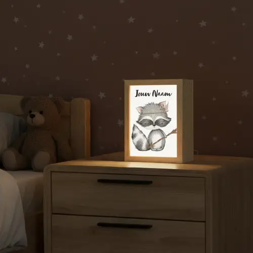 Wasbeer - Dier - Bosdieren Light Box met kabel (Kinderlampje) klein -sfeer1_kind