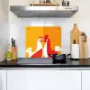 Kippen - Oranje - Vlakken Inductie beschemer met haakjes middel -sfeer2