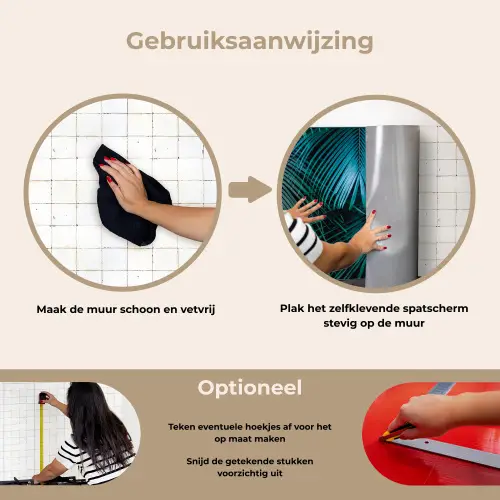 Bladeren - Tropisch - Jungle - Donkergroen keuken achterwand spatscherm klein -gebruiksaanwijzing_NL