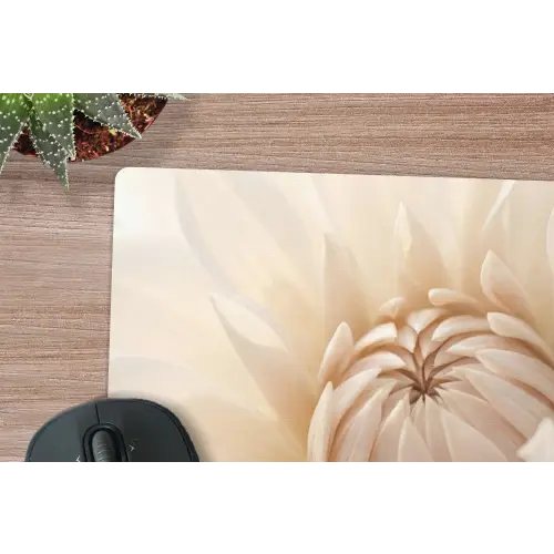 Bloem - Dahlia - Wit muismat rubber klein -closeup
