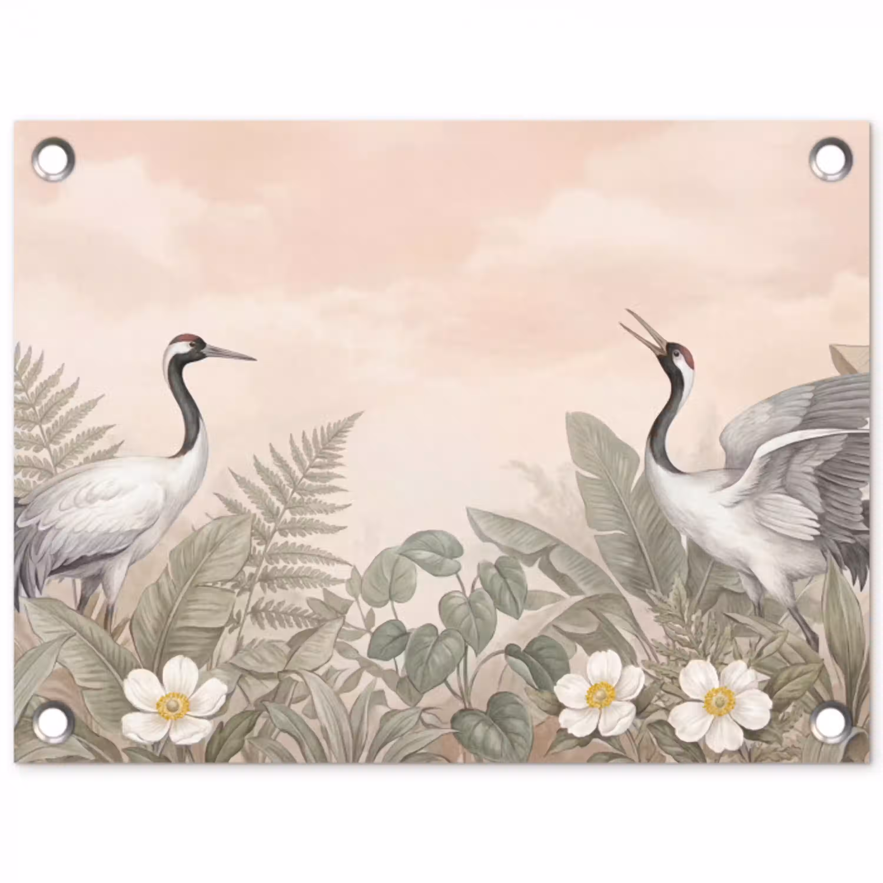 Kraanvogels - Natuur - Roze tuinposter los doek klein -3d