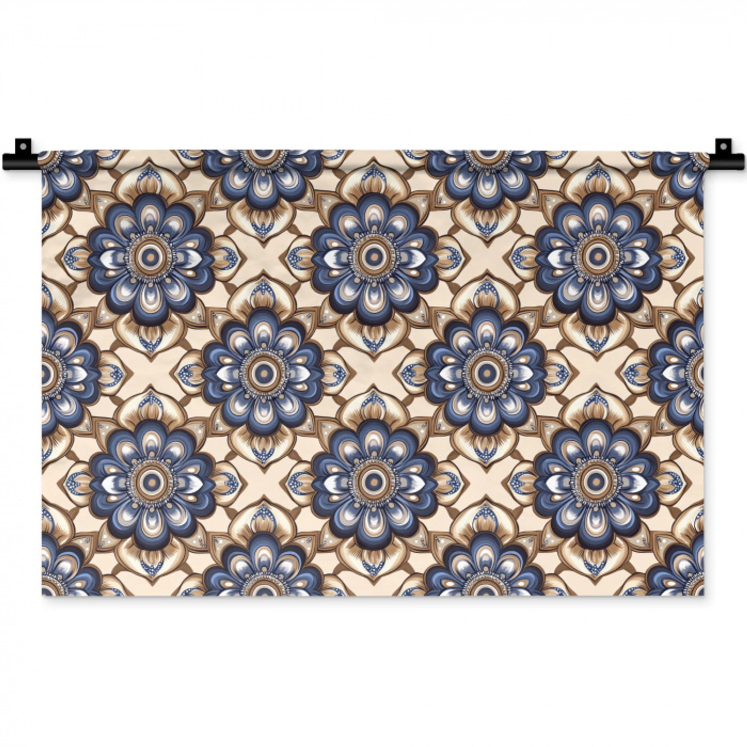 Floraal - Ornament - Blauw Wandkleed katoen klein 269 -zz3d
