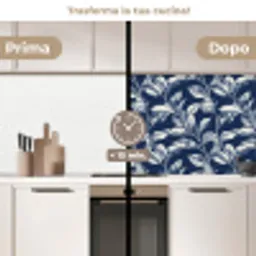 Botanisch - Patroon - Blauw keuken achterwand 2 middel 871 -voor-na2_IT