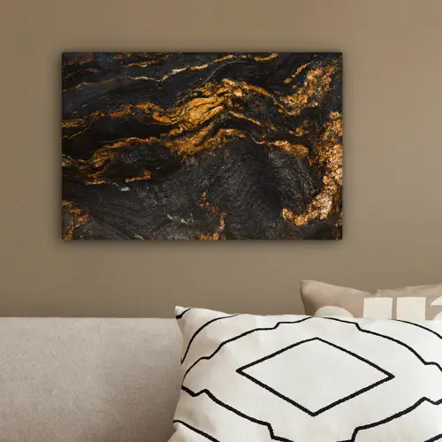 Marmer - Kalk - Zwart - Goud - Marmerlook - Luxe canvas 2cm klein -sfeer3