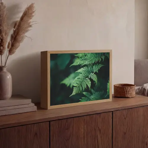 Varenblad - Groen - Structuur - Wazig Light Box met batterij (Wandlamp) middel -sfeer2