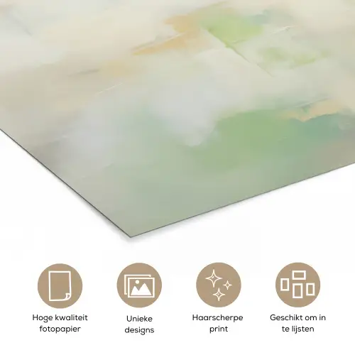 Abstract - Kunst - Wit - Groen - Modern poster papier klein -closeup_NL