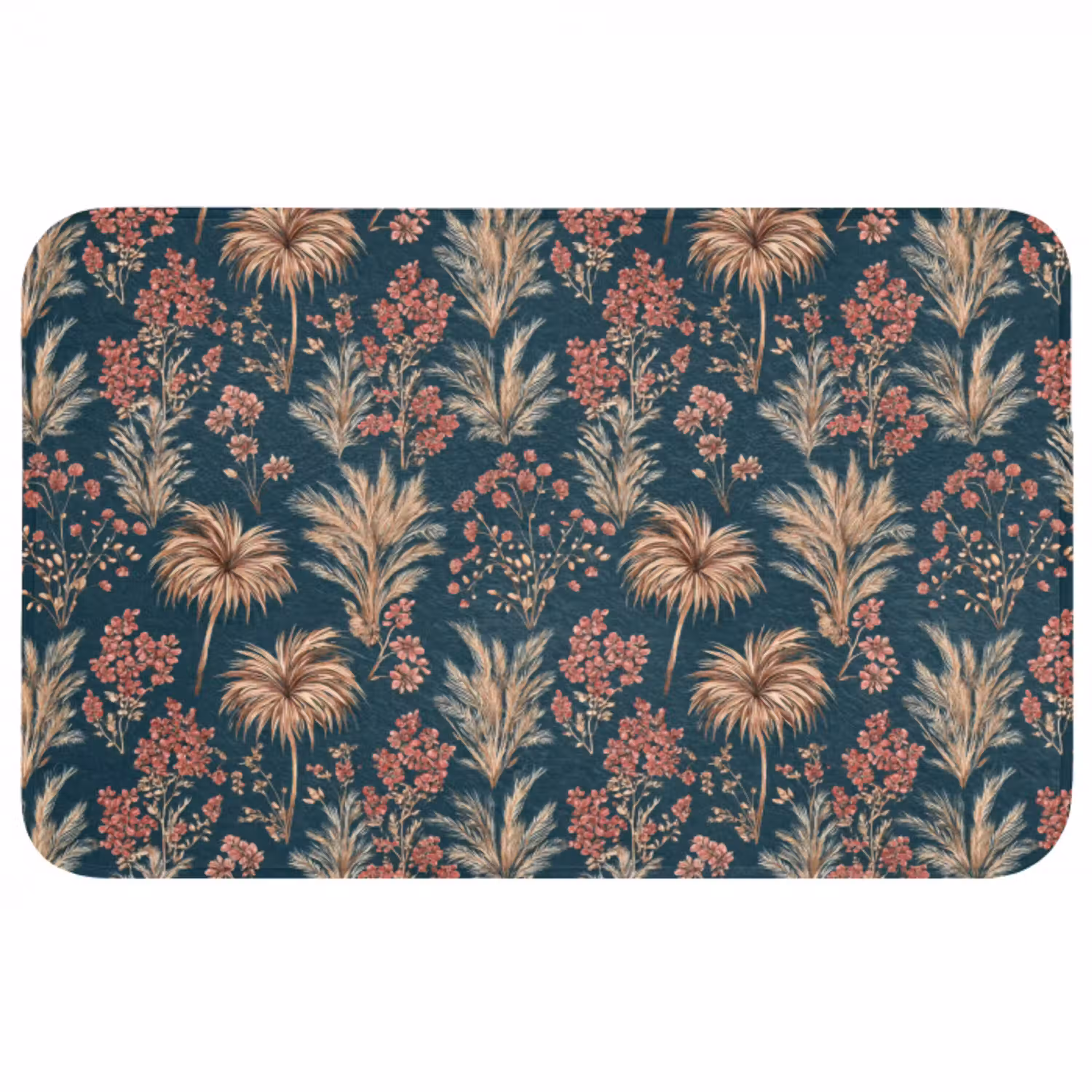 Botanisch - Patroon - Blauw WCmat middel 1009 -3d