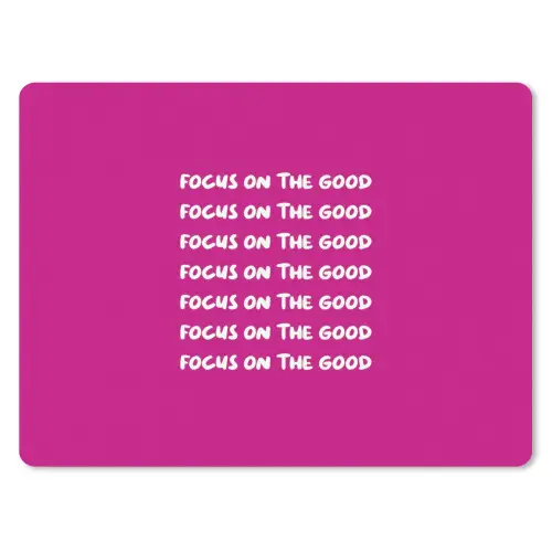 Focus on the good - Roze - wit muismat rubber klein -3d