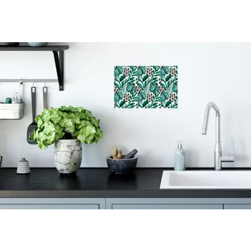 Dierenprint - Panter - Bladeren - Tropisch - Jungle Muursticker klein -keuken
