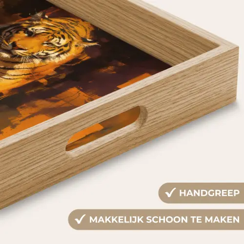 Tijger - Geschilderd - Oranje - Penseelstreken Dienblad Rechthoek middel -USP_HandgreepNL
