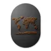 Wereldkaart - Koffie - Grijs Wandcirkel Ovaal Glas middel -3d