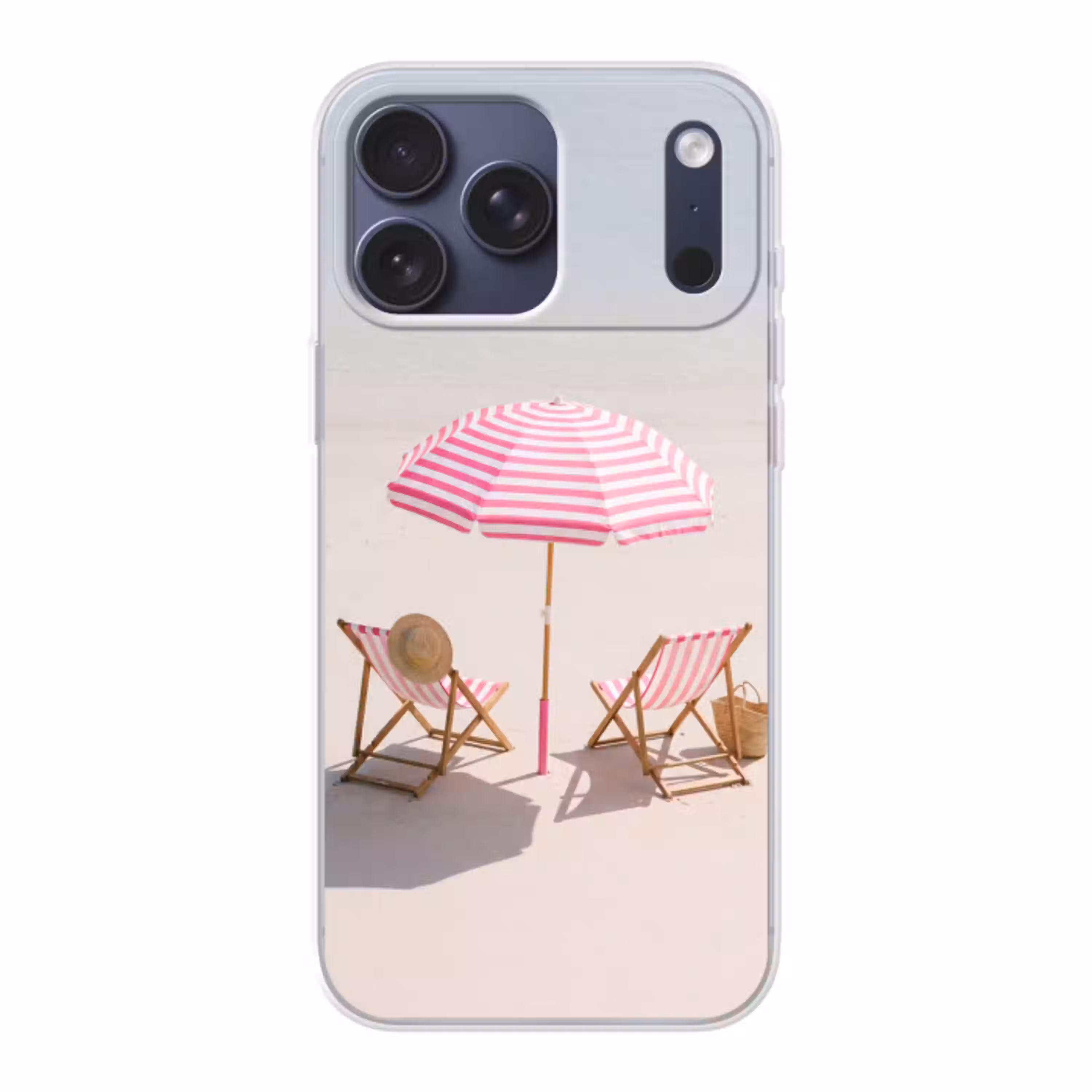 Strand - Parasol - Ligstoel - Zomer - Roze Telefoonhoesje iPhone 17 Pro Max klein -3d