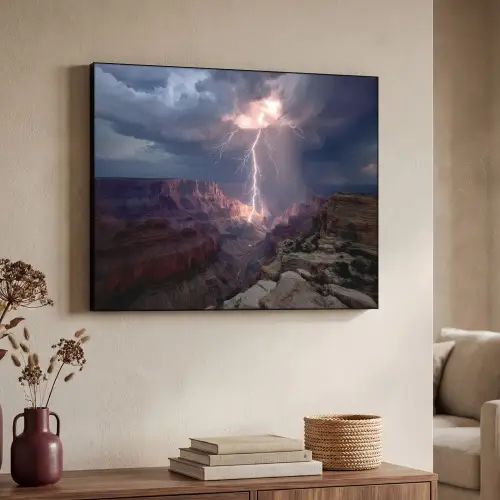 Bliksem - Wolken - Canyon Textielframe zwart klein -sfeer3