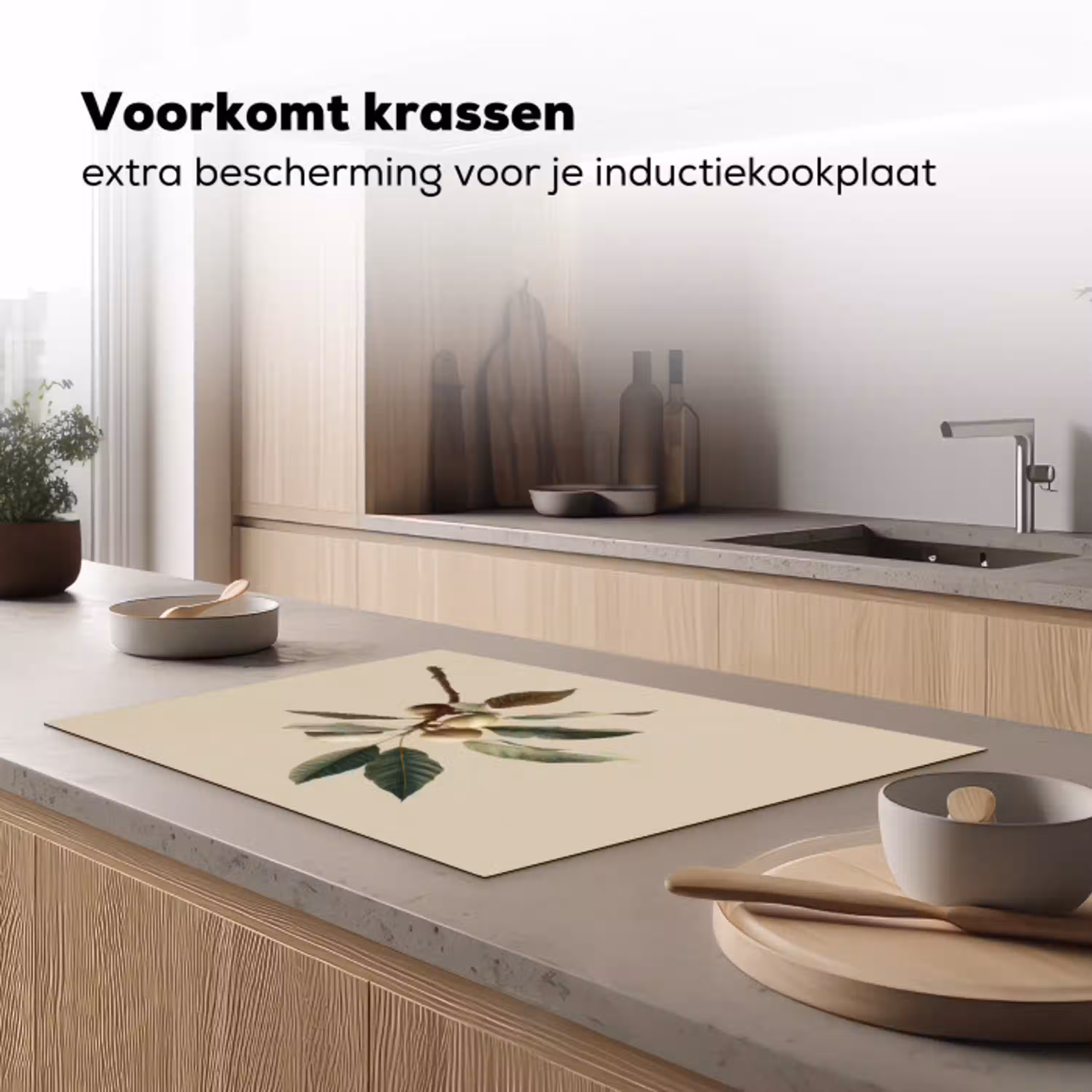 Tak - Groene Bladeren - Vruchten Inductie beschermer vinyl 3mm klein -sfeer1
