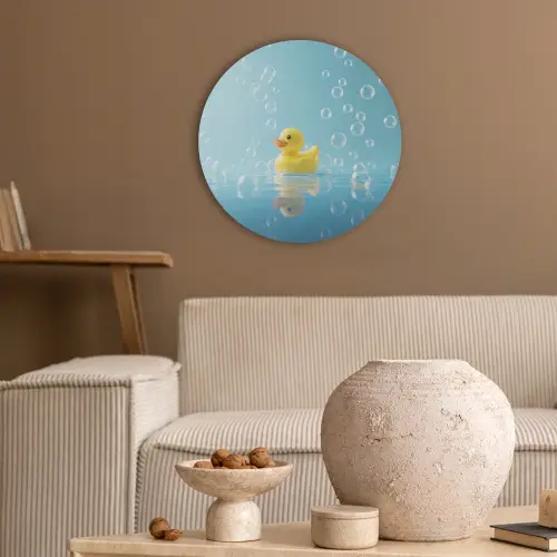 Bubbels - Badeend - Geel Akoestische PET Vilt - Rond klein -sfeer1