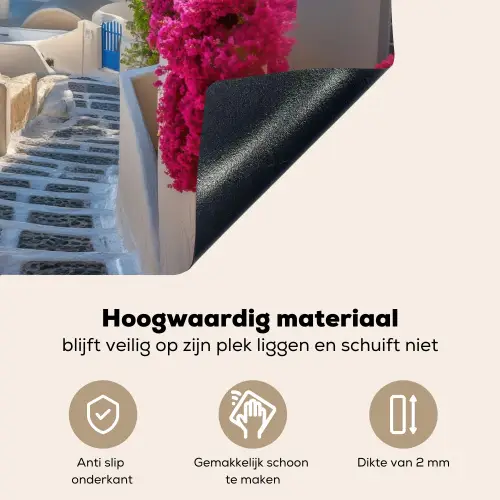 Santorini - Bloemen - Griekenland Inductie beschemer met haakjes klein -ky-onderkant-nl