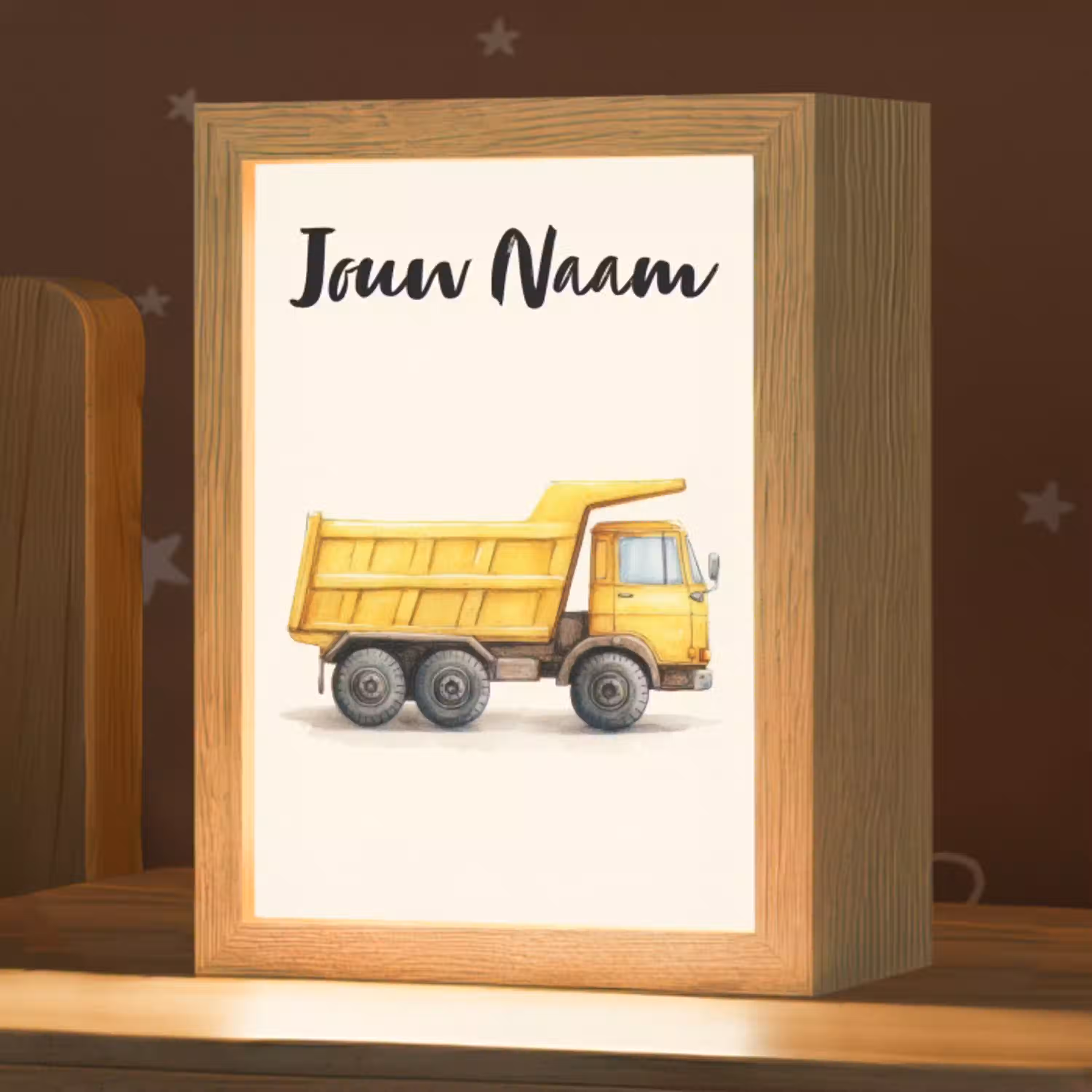 Kiepwagen - Getekend - Geel Light Box met kabel (Kinderlampje) klein -zzz_3d_website